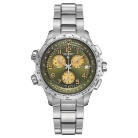 Hamilton H77932160 Men's Watch Quartz Khaki X-Wind GMT Chrono Steel/Green