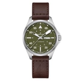 Hamilton H64635560 Men's Watch Khaki Aviation Pilot Day Date Automatic Brown