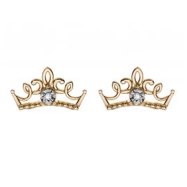 Disney E401055DIL Children's Stud Earrings Crown with Diamond 375 Gold