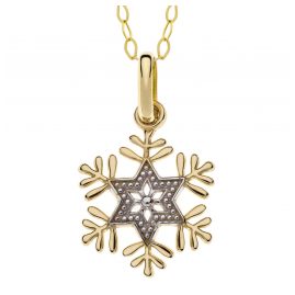Disney C400146L Necklace for Girls Frozen Snowflake Gold Two-Colour