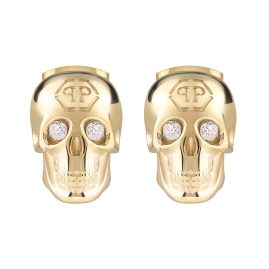 Philipp Plein PJ3AA03EU Stud Earrings 3D Skull Gold Tone