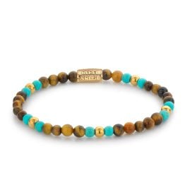 Rebel & Rose RR-40063-G-S Damen-Armband Mix Tiger Turquoise Gold 4 mm