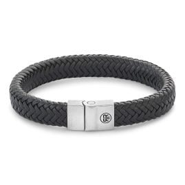 Rebel & Rose RR-M0019-S Herren-Lederarmband Schwarz Full Metal Herringbone Black