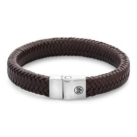 Rebel & Rose RR-M0022-S Herren-Lederarmband Full Metal Herringbone Braun Matt