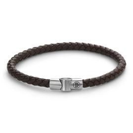 Rebel & Rose RR-M0041-S Men's Leather Bracelet Full Metal Single Round Brown
