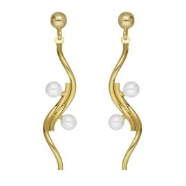 Victoria Cruz A4765-00DT Women's Earrings Milan Gold Tone with Pearls