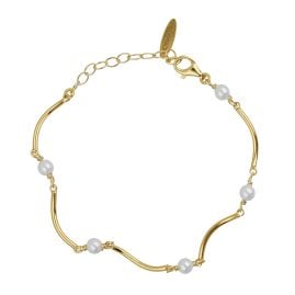Victoria Cruz A4768-00DP Ladies' Bracelet Milan Gold Tone with Pearls