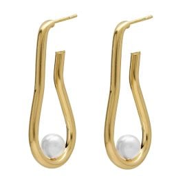 Victoria Cruz A4773-00DT Women's Drop Earrings Milan Gold Tone with Pearls