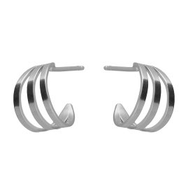 Victoria Cruz A4777-HT Women's Hoop Earrings Milan Triple Silver