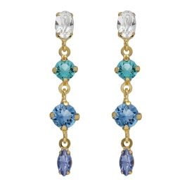 Victoria Cruz A4791-MDT Women's Drop Earrings Lisbon Gold Tone Cascade Blue