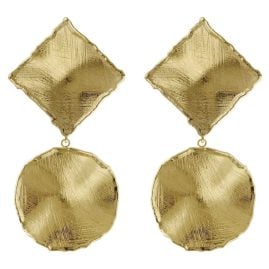 Victoria Cruz A4804-DT Ladies' Earrings New York Gold Tone Square + Circle