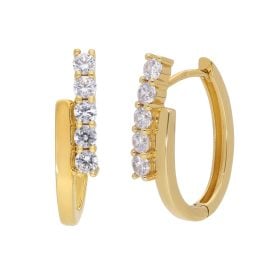 GLIZZ GL8355 Damen-Ohrringe 333 Gold Klapp-Creolen Mit Zirkonias