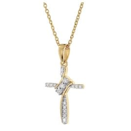GLIZZ GL8640 Damen-Halskette mit Diamant-Kreuz Gold 333/8K