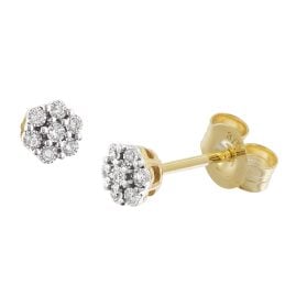 GLIZZ GL8639 Damen-Ohrringe Mit Diamanten Gold 333/8K Blüten Ohrstecker