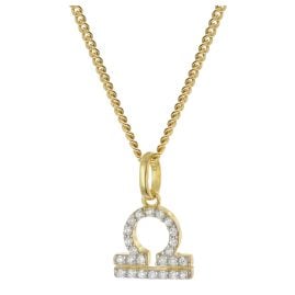 GLIZZ GL8330-07 Sternzeichen Waage Gold 333/8K an vergoldeter Silberkette
