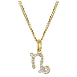 GLIZZ GL8330-10 Sternzeichen Steinbock Gold 333/8K an vergoldeter Silberkett
