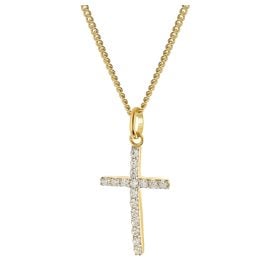 GLIZZ GL8317 Kreuz-Anhänger Gold 333 mit Zirkonia an vergolder Silberkette