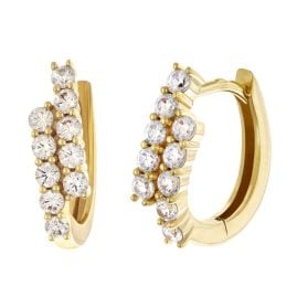 GLIZZ GL8354 Women's Hoop Earrings Gold 333/8K With Cubic Zirconia