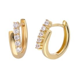 GLIZZ GL8566 Damen-Ohrringe Gold 333 / 8K Zirkonia Klapp-Creolen