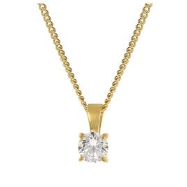 GLIZZ GL1070-45 Lab Grown Diamond Pendant 0.50 ct Yellow Gold on a Necklace