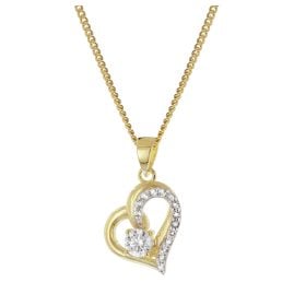 trendor 21197 Herz Gold-Anhänger 333 mit Zirkonia an vergoldeter Silberkette