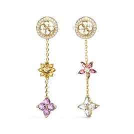Guess JUBE06036JWYGMCT/U Women's Drop Earrings 4G Crystal Pink/Gold Tone