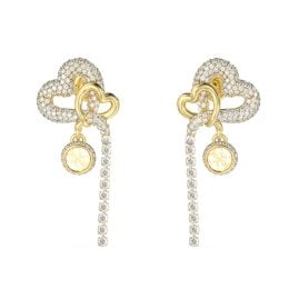 Guess JUBE06053JWYGT/U Damen-Ohrringe Pavé Herz Ohrhänger Goldfarben