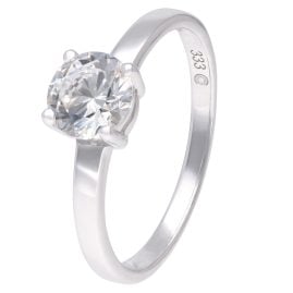 GLIZZ GL1676 Damenring Weißgold 333 / 8K Solitär-Ring mit Zirkonia