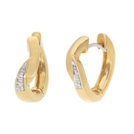 GLIZZ GL1668 Damen-Ohrringe Gold 585/14K Klapp-Creolen mit Diamanten