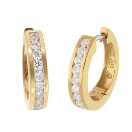 GLIZZ GL1684 Damen-Ohrringe Klapp-Creolen Gold 333 / 8K mit Zirkonia