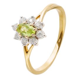 GLIZZ GL1278 Damenring 333 Gold mit Peridot und Lab-Grown Diamanten