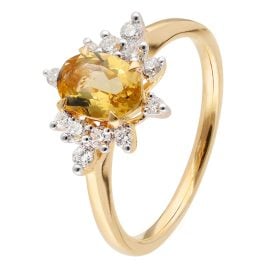 GLIZZ GL1286 Ring für Damen 333 Gold mit Beryll und Lab-Grown Diamanten