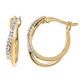GLIZZ GL1271 Damen-Ohrringe 333 Gold Creolen mit natürlichen Diamanten