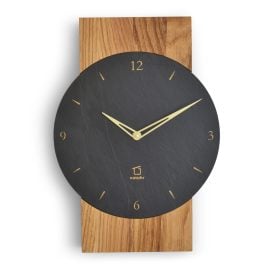 Natuhr 18NU2-10-1 Wanduhr Steineiche Massivholz Eiche Schiefer Quarzwerk