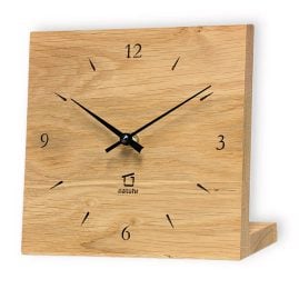 Natuhr 50NU1-10-1Z Tischuhr Knick massive Eiche geölt Holz Zifferblatt