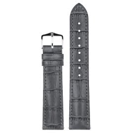 Hirsch 01028030-2-20 Watch Strap Duke L 20 mm Leather Dark Grey