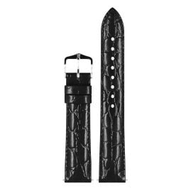 Hirsch 12302850-1-20 Leather Strap for Watches Crocograin M 20 mm Black
