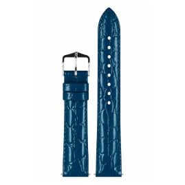 Hirsch 12302880-2-18 Watch Strap Crocograin M 18 mm Blue Leather
