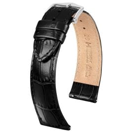 Hirsch 03427050-2-20 Leather Watch Strap Louisianalook L 20 mm Black