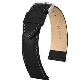Hirsch 17920250-2-18 Leather Watch Strap Forest L 18 mm Black