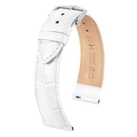 Hirsch 03427000-2-20 Watch Strap Leather Louisianalook L 20 mm White