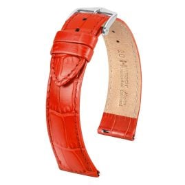 Hirsch 03427020-2-18 Watch Strap Leather Louisianalook L 18 mm Red