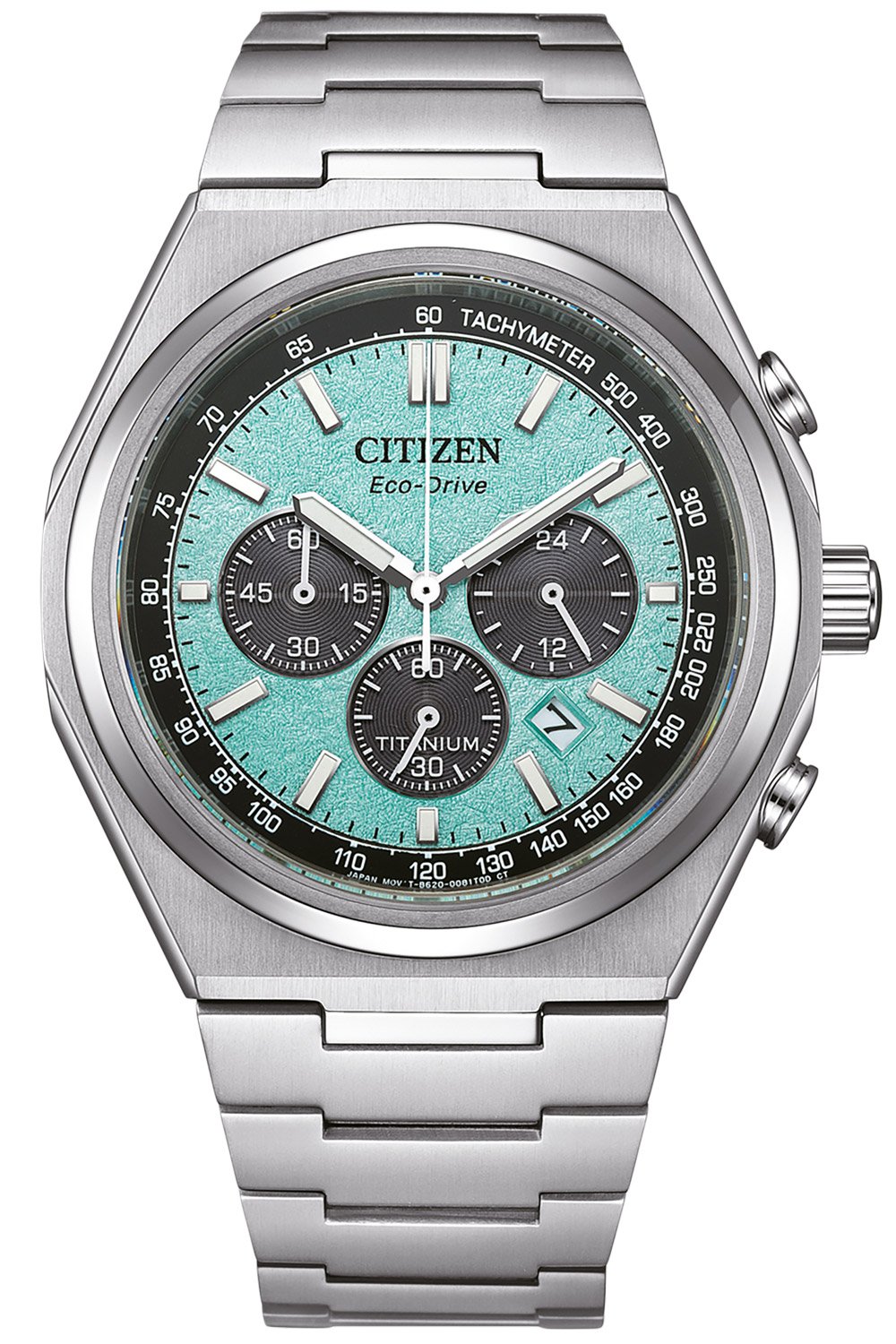 Citizen CA4610-85M Eco-Drive Herren-Armbanduhr Chronograph Titan Türkis