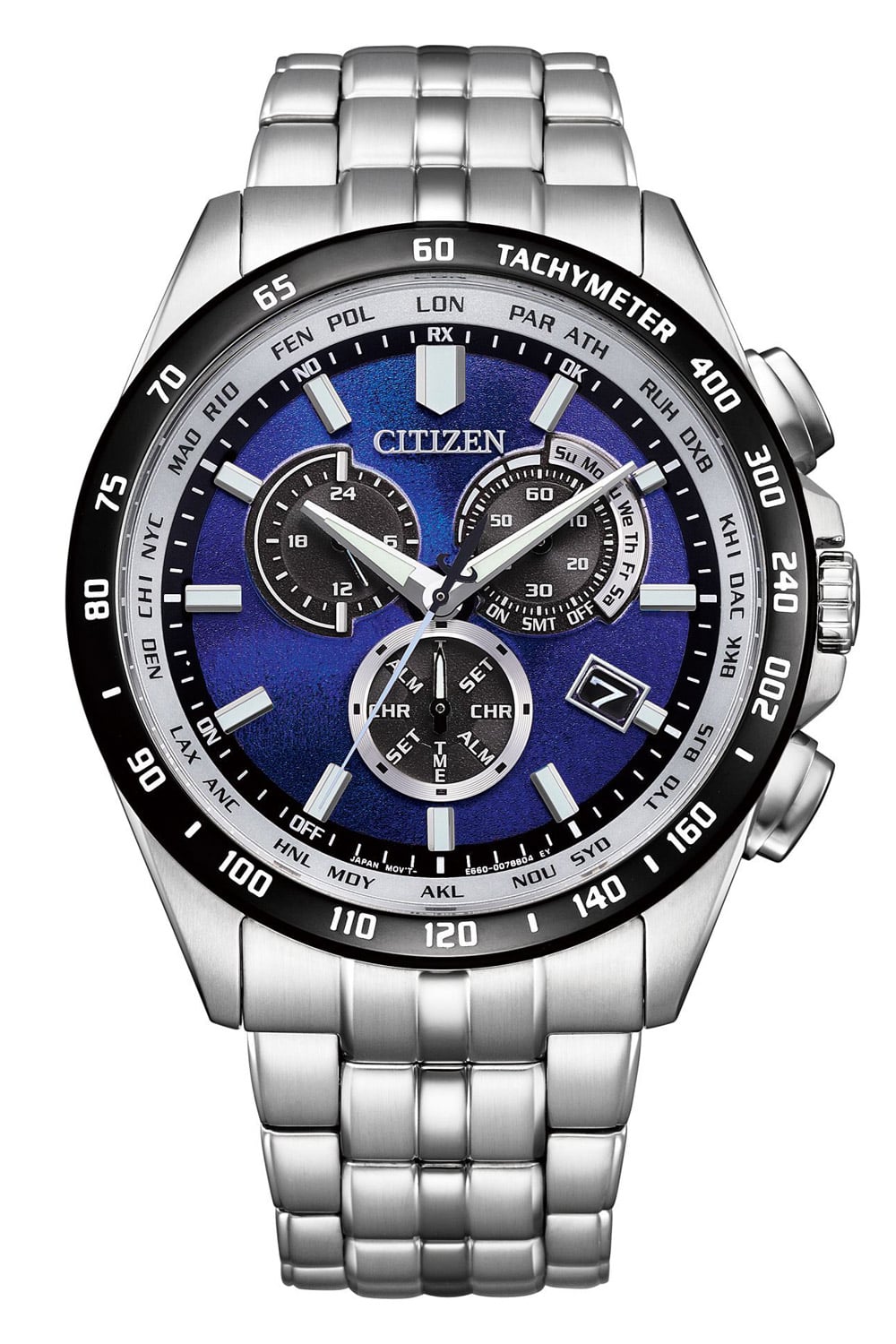 Citizen CB5874-81L Eco-Drive Herrenuhr Funk-Solar Stahl/Blau