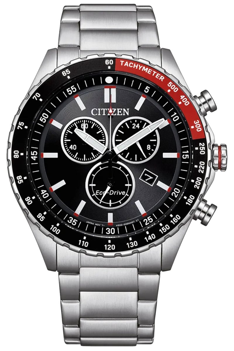 Citizen AT2566-88E Eco-Drive Solar Herrenuhr Chronograph Stahl/Schwarz