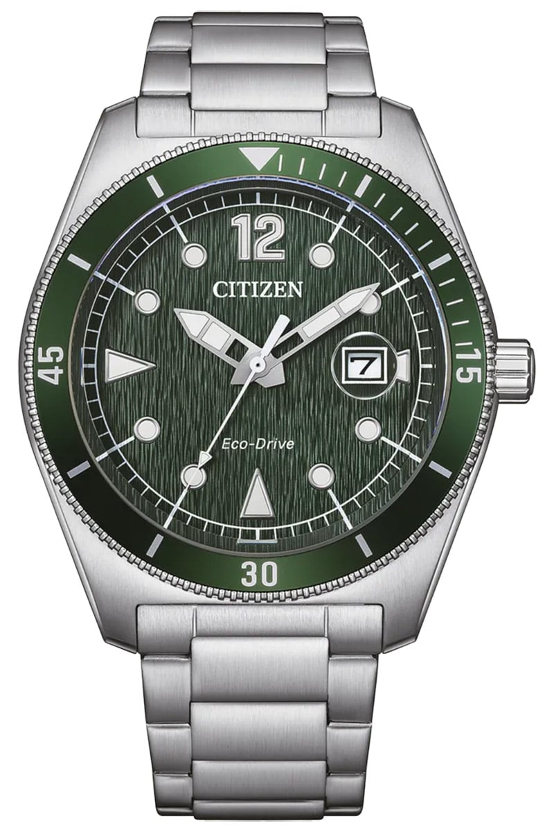 Citizen AW1880-55X Eco-Drive Marine Sports Solar Herren-Armbanduhr Stahl/Grün