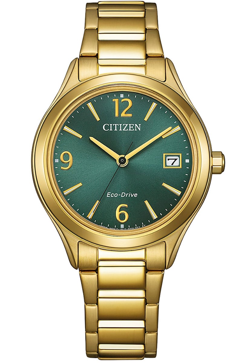 Citizen FE6122-64X Eco-Drive Damen-Solaruhr Goldfarben/Grün