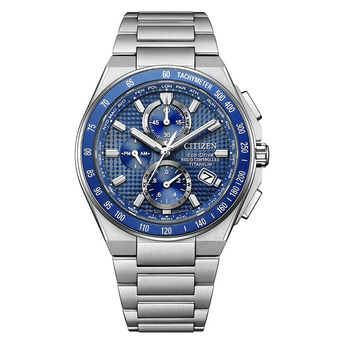 Citizen AT8396-59L Eco-Drive Solar Herrenuhr mit Funk Titan Blau