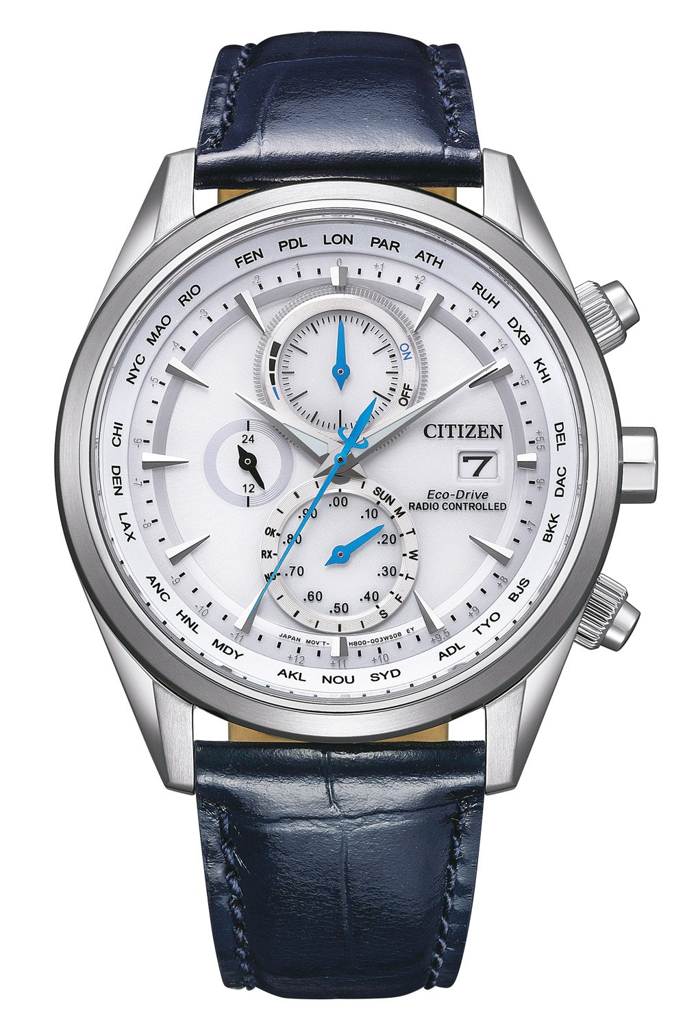 Citizen Eco-Drive Herren Funk-Armbanduhr uhrcenter Lederband für AT8260-18A mit • Solar