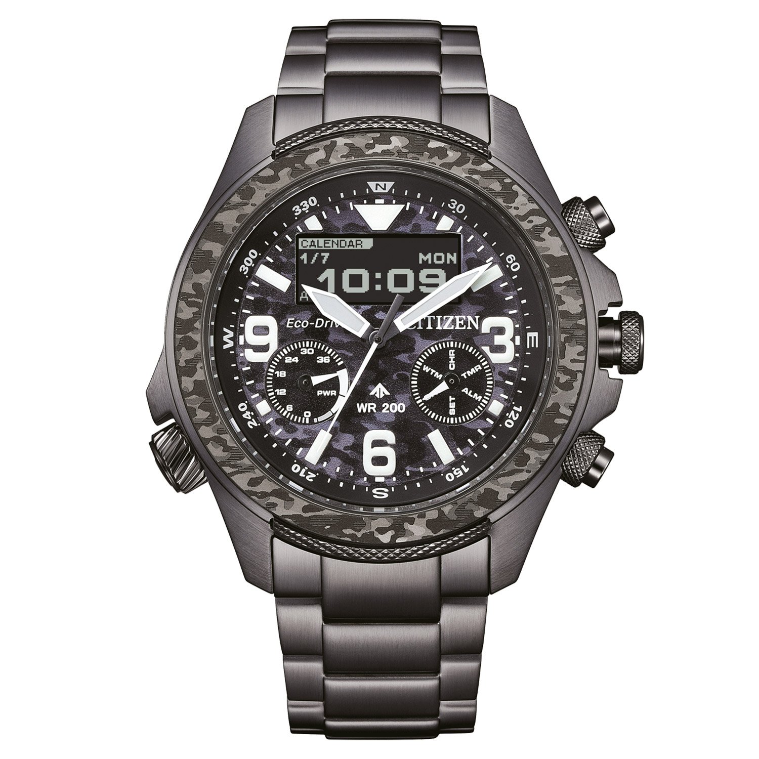 Citizen JV1008-63E Promaster Eco-Drive Solar Herrenuhr AnaDigi Schwarz LE